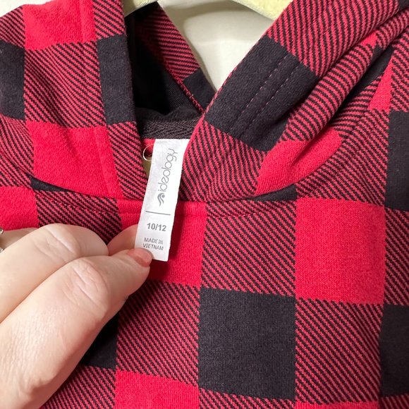 Ideology Unisex Red/Black Buffalo Check Hoodie 10/12 - Picture 2 of 4